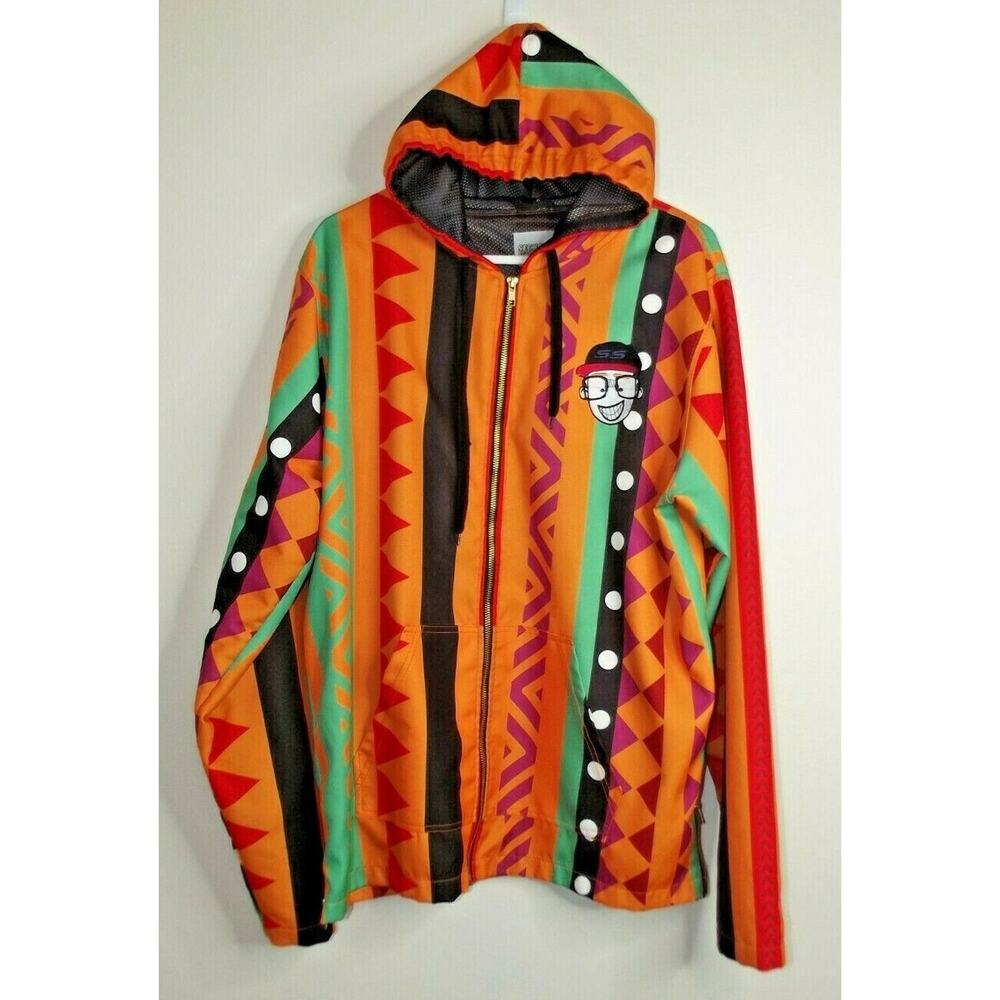 SECRET SCIENTIST Mens Urban Y2K HOODED JACKET - Size XL - Orange Street Wear